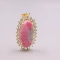Collares colgantes Jade Real 18k Gema Pink Gemstone Rosa Diamante Diamante Charmas de joyas brillantes con collar de trigo de plata 925
