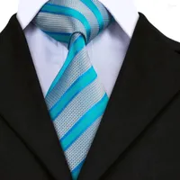 Bow Ties 2022 Tie Classic Striped Deepskyblue Lightblue Formal Wedding Party Silk Necktie A-568