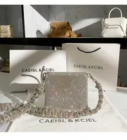 Handbag Women Luxury Designer Crystal Shiny Rhinestones Diamond Evening Clutch Purse Bling Woven Shoulder Strap Dinner Party Messenger Bag