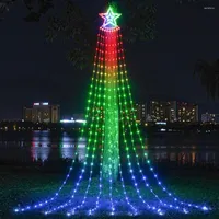 Strings 9x3m DreamColor Christmas Star String Lights Outdoor 300 LED RGB Waterfall Tree Light com Topper para decoração de férias de casamento