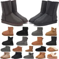 Зимние снежные сапоги черно -серая коричневая мода классическая лодыжка для девочек -ботинок