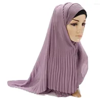 Scarves H1351 Latest Big Size Crinkle Bubble Chiffon Muslim Long Scarf Women&#39;s Headwrap Fast Delivery