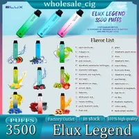 Elux Legend 3500 Puffs Vapes desechables Barra de Elux Legends Pro E Cigarrillos Vape Pen 1500 mAh Kit de vapor de vaporizador de bater￭a 2% 10ml Preparado vs Mini Slush