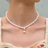 Collane a ciondolo in maniera bianca per perle bianche collana a catena perle per donne boho vintage singolare girocollo girocollo girocollo regalo