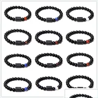 Beaded Strands 8mm Black Colorf Stone Beads 12 Constellation Par Strands Armband Men Armband For Women Pseras Mascina Hombre Dhctz
