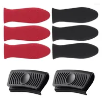 Oven Mitts 8 Pcs Silicone Handle Holder Potholders Heat Insulated Pot Sleeve Covers For Cast Iron Pan Woks Cookware
