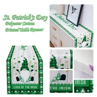 D￭a de San Patricio Runner de mesa impresa Corredor de tr￩bol verde para fiestas de vacaciones del d￭a de Saint Patricks decoraci￳n CPA4458