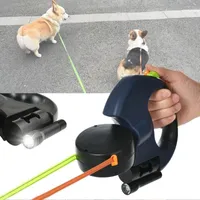 Ошейники для собак 3M Двойной поводки с выдвижным светодиодным светодиодным светодиодом для 2 маленьких собак Кошки Прогулки