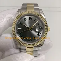 20 Estilo en caja Men's Watch Men 41 mm de 18 km oro amarillo /SS Dial romano Pulsera de dos tono Plegado Plegado Marrios Relojes automáticos de pulsera de pulsera