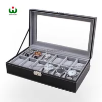 Wanhe Packaging Boxes Factory Professional Supply 12 Grids Slot Watch Box Organizzatore Organizzatore di stoccaggio di gioielli in vetro BO206Q