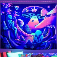 Wandteppiche fluoreszierende Illusion Mandala Wandteppich Pilz Planeten Hintergrund Tuchsraum Dekor Arbol de la Vida Dekoracion Sach