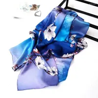 Schals Frauen Mädchen echte Mulberry Silk Satin Schal Wrap Schal Sarongs Neckerchiefs 180 55 cm Werksverkauf gemischt 2pcs/Los #4110