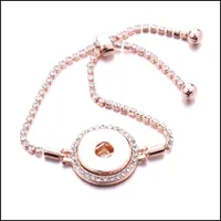 سحر أساور Sier Gold Snaps Bracelet Jewelry Rhinestone Infinity Fit 18mm Ginger Snap Buttons Chunk Charm Drop Drop