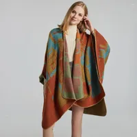 Scarves Women's Scarf Shawl Creative Fashion Cashmere Like Jacquard Split Thick Cloak Air Conditioning Warm 150 130cm