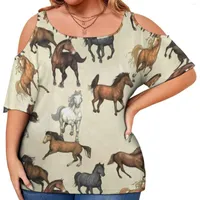 Shirt Sunset Horse Cool Animal Print Kawaii T Shirts ShortSleeve Street Style Tshirt Ladies Summer Trendy Tops Plus Size 4XL3483376