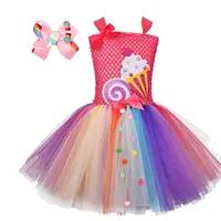 Kız elbiseler bebek prenses çocuk kıyafetleri lolipop el yapımı çocuk dondurma gökkuşağı pettiskirt saç klipleri barrettes parti e22379