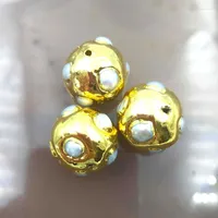 Collares colgantes 5 piezas de perlas naturales de agua dulce cuentas sueltas espaciadores de oro brillante series de océano chapadas de cobre para pulsera de collar de bricolaje y