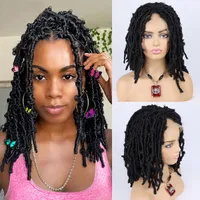 Lace Wigs 14&quot; Bob Butterfly Locs Hair Faux Soft Crochet Braids Synthetic Front Heat Resistant Fiber for Black Women 221111