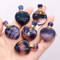 Pendant Necklaces Natural Stone Gem Perfume Essential Oil Bottle Heart Fluorite Handmade Crafts DIY Necklace Jewelry Accessories Gift Make
