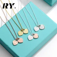 Luxury Designer Jewelry 18k Gold for Women Elegant 925 Silver Chain Necklace Tif Double Heart Pendant Alentine's Day Gift