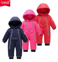 Iyeal Children Baby Clothes Winter Snowsuit Duck Down Raiper Outdoor Toddler Girls Saut trottoir pour garçons Kids Jumpsuit 14 ans 201027321394
