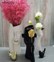 AGMSYEU Resin Vase Home Decoration Accessories Resin Crafts Creative Living Room Decoration Flower Arrangement Arm Face Vase 211108255700