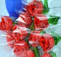 Simulaci￳n Flor de seda Single Branch Valentine039s Promoci￳n del d￭a con paquete Rose Rama ￺nica Peach Rose WL10941498764