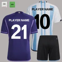 NIEUW 22-23 Borstelde katoen Argentini￫ Team Jersey Camiseta Futb Futbol Jersey 2022 2023 Home Away Kit for Men T Shirt Kids Uniform Customization Wholesale