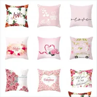 Pillow Case Happy Valentines Pillow Cases Lover Throw Case Peach Skin Valentine Day Home Decoration Er Drop Delivery Garden Textiles Dhtce