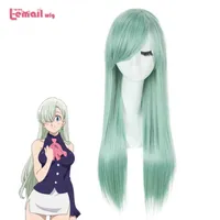 Cosplay Wigs L-Email Wig Synthetic Hairthe Seven Deadly Sins Cosplay Wigs Elizabeth Liones Wig Long Green Straight Femmes Wigs Res résistant à la chaleur T221104