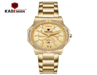 829 Kademan Ladies Watches Fashion de Crystal Diamonds For Women Calendar Quartz Full Steel Wallwatch Presente impermeable2748385