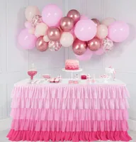 Tulle Tutu Table Skirt tablecloth 5 Tiers Gradient pink Tableware Decoration wedding Birthday Baby Shower party decoration T2009015909941