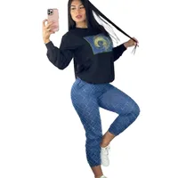 23ss V Letters Print Desinger Women Tracksuits Embroidery Sweatshirt Two Piece Set Fitness Sweatsuit Sportwear Size S-2XL