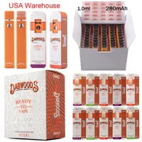 USA Warehouse Dabwoods 10 Stämme leere Einweg -Vape -Stifte E Zigaretten wiederaufladbar Vape Deschier 1,0 ml Geräte Pods 280mAh Batterie Start Kits Kuchen