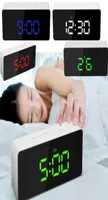 LED Digital Alarm Clock Large Electronic USB Mirror Clocks Multifunction Snooze Thermometer Display Time Night LCD Light Table Des3975263