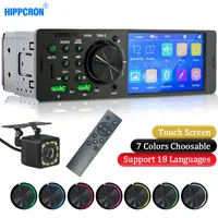 Radio Hippcron Car Radio 1 DIN 4 1 Pekskärm Bluetooth Stereo MP5 Player FM -mottagare med färgglad lätt fjärrkontroll