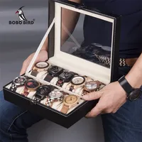 İzle Kutular Kılıflar Bobo Kuş Deri Black Box 6/10 Slot Mücevher Set Depolama Hediye Ekran Organizatör Kılıfı Boite Cadeau 221111