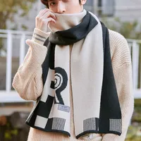 Winter knitting mens scarf imitation cashmere wool color matching