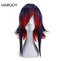 Cosplay Wigs HAIRJOY Synthetic Hair Purple Blue Mixed Red Cosplay Wig Straight Ombre Costume Wigs 2 Colors Available T221104