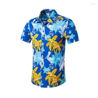 القمصان غير الرسمية للرجال رجال رجال هاواي قصيرة الأكمام الاستوائية رجال النخيل الصيفية الصيفية camisa masculina حفلة عطلة الشاطئ