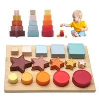 Blokken 1 Set Montessori Toys Sorteren en stapelen Building speelgoedvoedingskwaliteit Siliconen voor jongensmeisjes van 1 tot 3 kinderdag cadeau 221111