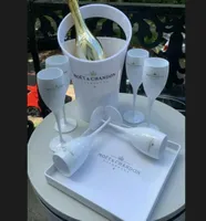 MOET CHANDON ICE BUCKET CHAMPAGNE FLUTE SET White Plastic Champagne Party Sets9754555