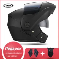 Cycling Helmets 2 Gifts Motorcycle Helmet DOT Approved Safety Modular Flip Up Full Face Voyage Racing Dual Lens Motocross Helmet Interior Visor T221107