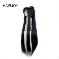 Cosplay Wigs HAIRJOY Wig Synthetic Cosplay Wigs Long Ponytail Black Purple Red Grey 4 Colors High Temperature Fiber T221104