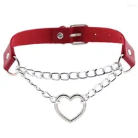 Choker 2022 Leather Woman Heart Punk Collar Necklace Gotic Accessories Neck Belt Party Sexig Body Chocker Jewelry E30