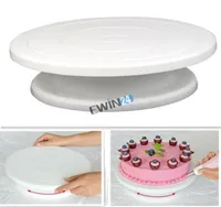 28cm Kitchen Cake Decorating Icing Rotating Turntable Cake Stand White Plastic Cakes Turntables Ecofriendly home party use6155985