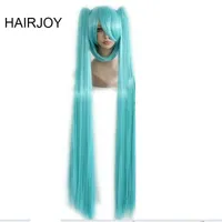 Cosplay Wigs HAIRJOY Synthetic Hair Green Cosplay Wig Party Wigs with 2 Clip On Double Ponytail 8 Colors Available T221104