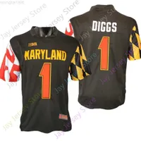 American College Football Wear 2023 NCAA Maryland Terrapins Football Jerseys 1 Stefon Diggs College Jersey Black Size Youth Adult