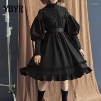 Robes décontractées ybyr gothique lolita robe japonaise sœur douce sœur noire noire coton féminine de coton fête princesse fille halloween costume