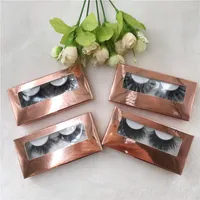 Valse wimpers natuurlijke dikke lange oogwimpers 25 mm 3D -wimper met roségouden papieren doos